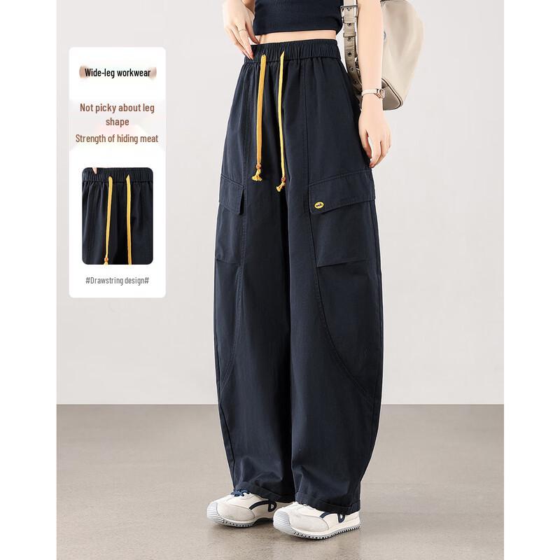 TERRE BLEUE Women s Loose Fit Wide-Leg Cargo Pants M