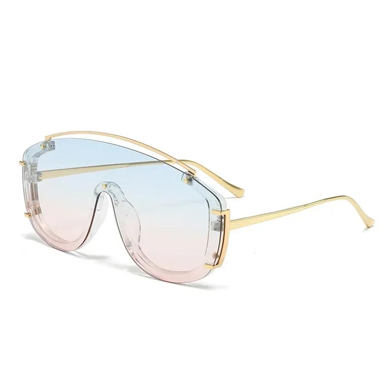 New Fashionable And Trendy Metal Frame Integrated Sunglasses Uv400 Neutral Personalized Outdoor Climbing Sunscreen Sunglasses