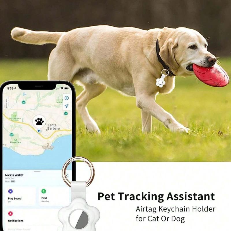 Flower Shaped Silicone Protective Case Compatible With Apple Airtag Tracker Anti-Lost Device For Dogs,Cats And Other Pets(Airtag Not Included)--Pink