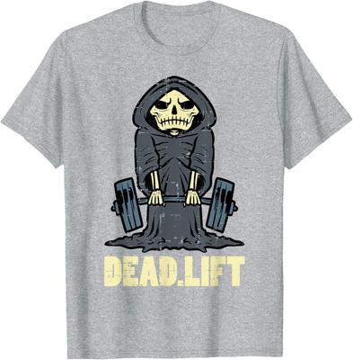 Camisetas Workout Skeleton Deadlift Gym Training Exercise Pure Cotton Short Sleeve Goth Streetwear Graphic T Shirts