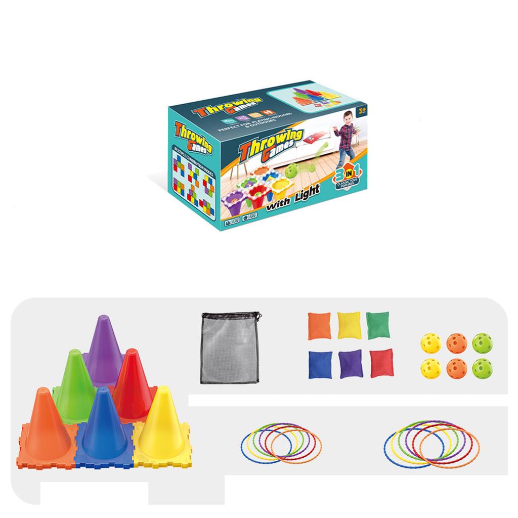 Kinder Bean Bag Wurfspiel Set mit Wurfkegeln Ringen Bällen und Aufbewahrungstasche für Indoor Outdoor Gruppenaktivitäten