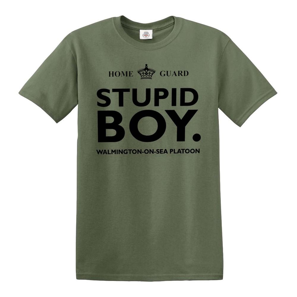 Stupid boy dads army tshirt home guard tribute boy cosplay mens top tee 2XL
