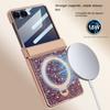 For Samsung Galaxy Z Flip 7/6 phone case, sparkling diamond design, with magnetic stand, anti-peeping tempered film