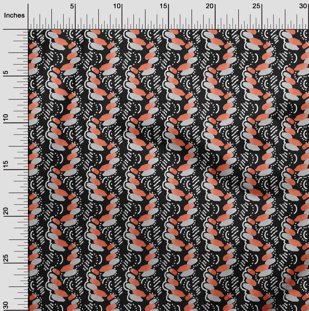 oneOone Georgette Viscose Black Fabric Abstracts Sewing Material Print Fabric By The Yard 42 Inch