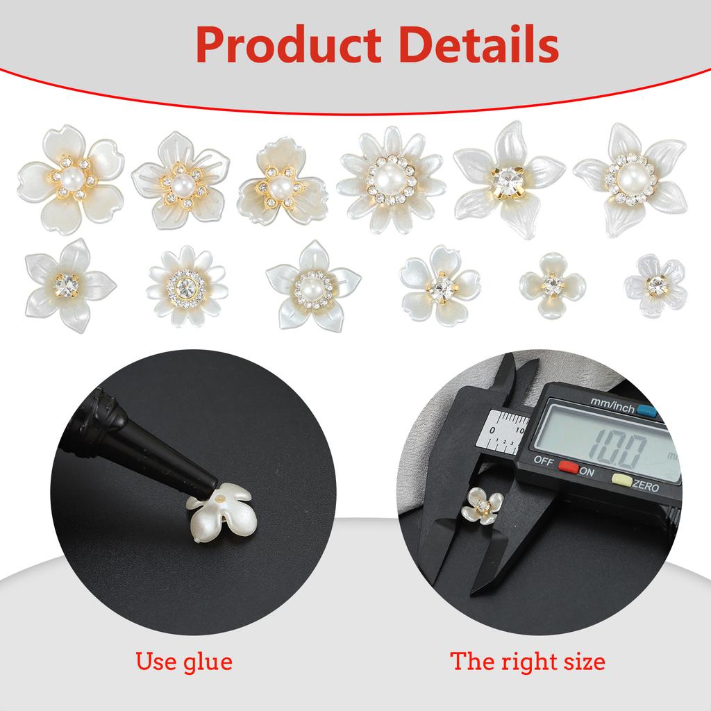 New 50pcs oversized gold background with diamond pearl flowers, DIY earrings, necklaces, headwear, jewelry making crafts