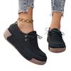 Sapatos Casuais Plataforma de Largura Larga Femininos - Tênis Retrô com Cadarço para Primavera e Outono, Sapatos Baixos do Dia a Dia com Sola Grossa