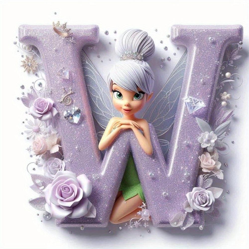 Disney Kreskówkowa Malowanie Diamentami Dzwoneczek Księżniczka 26 Liter Obrazki z Dżetów Mozaika Diamentowa Motyl Zestawy Rękodzieła Sztuka Ścienna