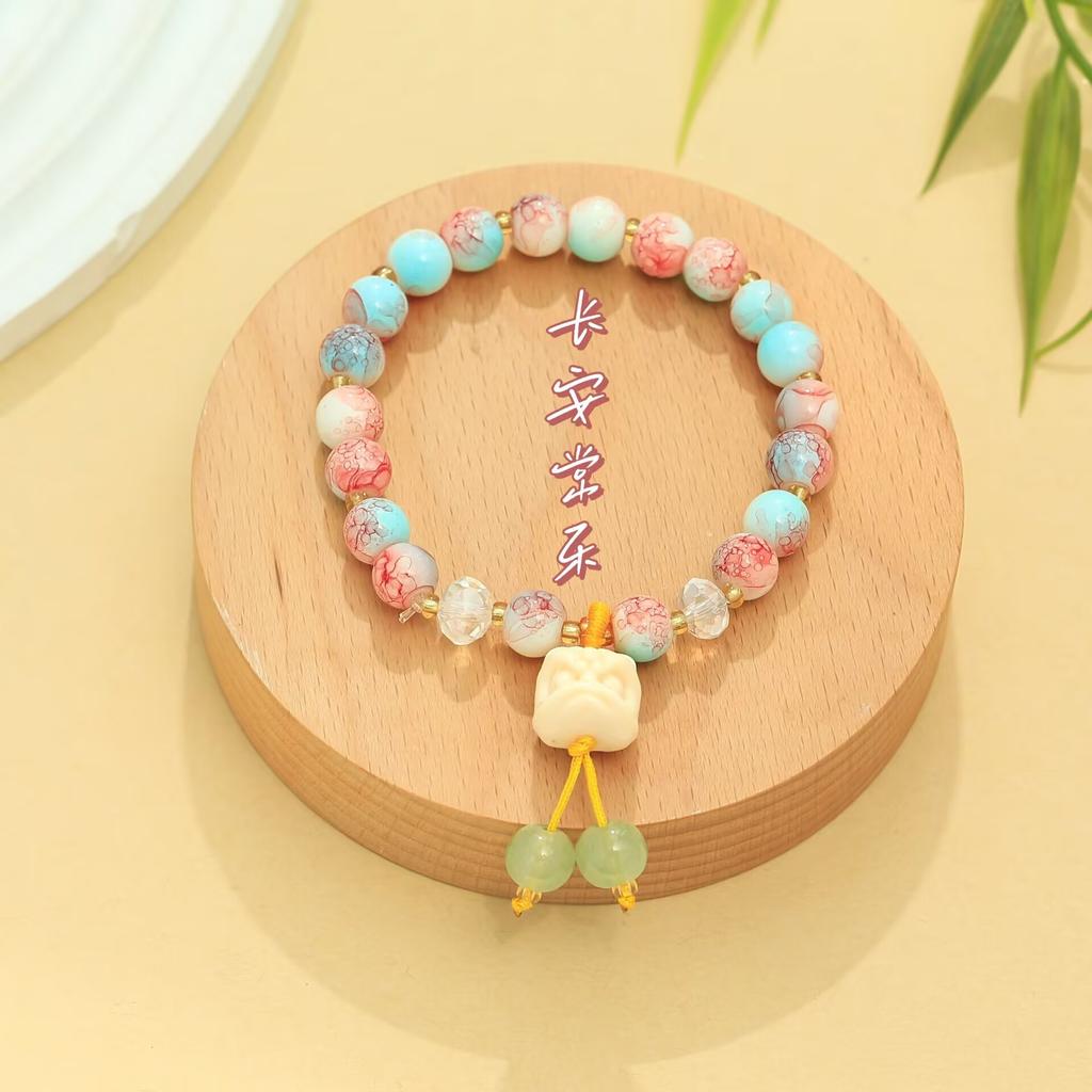 Dopamine glass beaded lion bracelet summer new girlfriend bracelet sweet small fresh candy color women's jewelry
