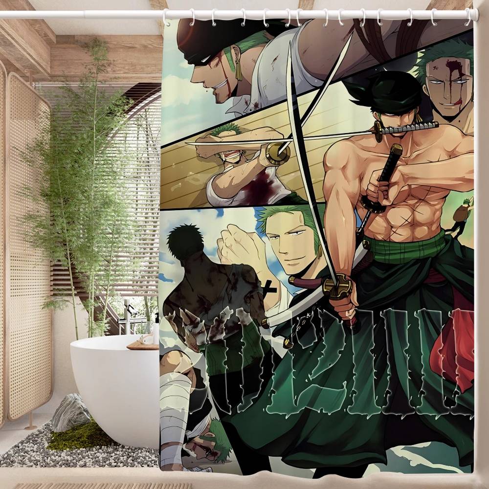 RORONOA ZORO ONE PIECE Anime Modern Simple Shower Curtain Bathroom Decorative Polyster Shower Curtain With Hook
