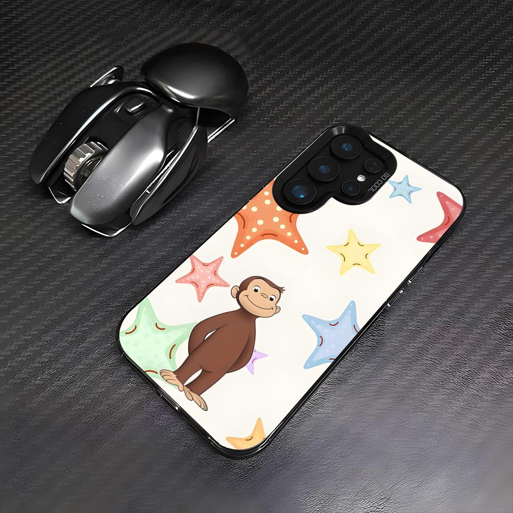Curious George Monkey Phone Case For Samsung S26 S25 Plus S20 S20 Plus S22 Ultra S23 FE S21 Plus S21 Ultra Colorful Cover