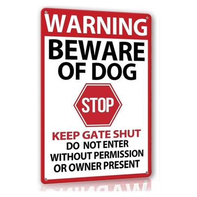 1pc Beware of Dog Mtal Tin Sign for Fence,Warning Beware of Dog,Do Not Enter,Home Kitchen Farm Garden Decor 8 X 12 Inch1
