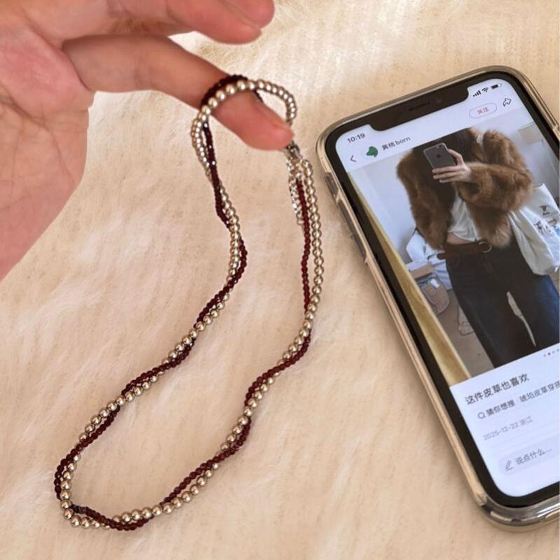 Retro Brown Pearl Double Layer Necklace for Women Girls Light Luxury Design Stacking Pendant Necklaces Party Jewelry Accessories