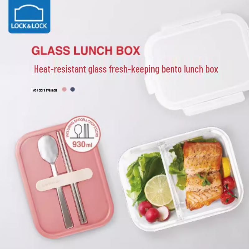 LOCK&LOCK Heat-Resistant Glass Lunch Box with Cutlery