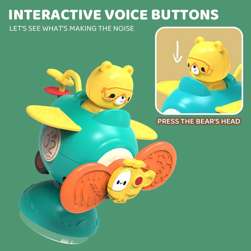 Children's cartoon fun early education puzzle suction cup inertia airplane shape rotation soothing gyro toy