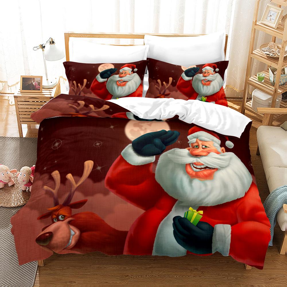 Christmas Style Digital Printed Duvet Kit - Polyester - Bedroom Decor -1 Bed Cover +2 Pillowcases (no pillow core)