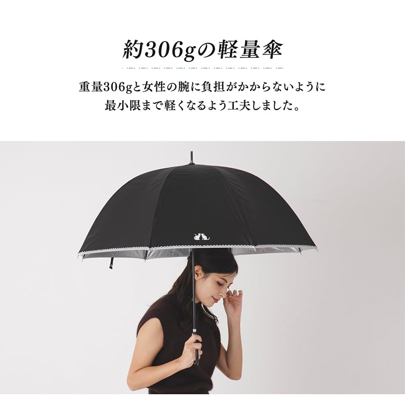 Okamoto Harajuku This umbrella features a cat offers UV UV and offers sun Available at Okamoto Harajuku Also a 60cm deep dome with a small flower and
