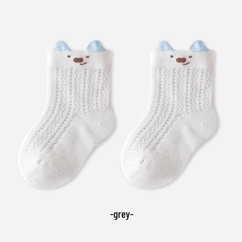 Breathable Summer Mesh Baby Socks - Cute, Thin, Combed Cotton, Boneless Short Tube Design.