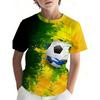 Summer New Boys Rainforest Animal Football Print Sports Short Sleeve T-Shirt Street Harajuku Style Children's Clothing Boys Tops