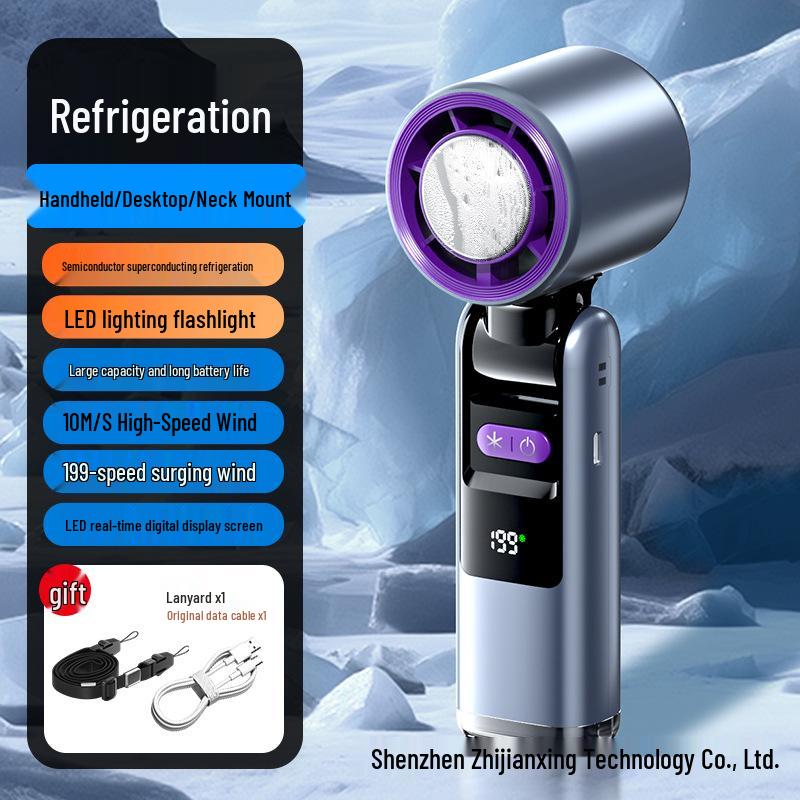 JF138 USB-Powered Portable Neck Fan with Semiconductor Cooling and Ice Pack JF138 Fan серый