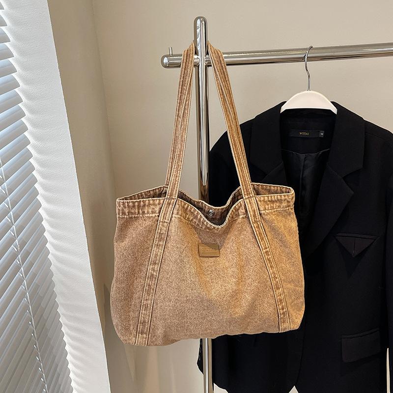 

Индивидуализированная винтажная джинсовая сумка для женщин 2025 новая маленькая ретро сумка через плечо повседневная сумка-тоут хаки