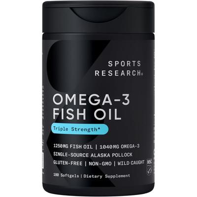 Divoký aljašský treska 1040mg Omega-3 Rybí olej Trojitá síla Měkká kapsle, 180 Tablet, 1 Kus