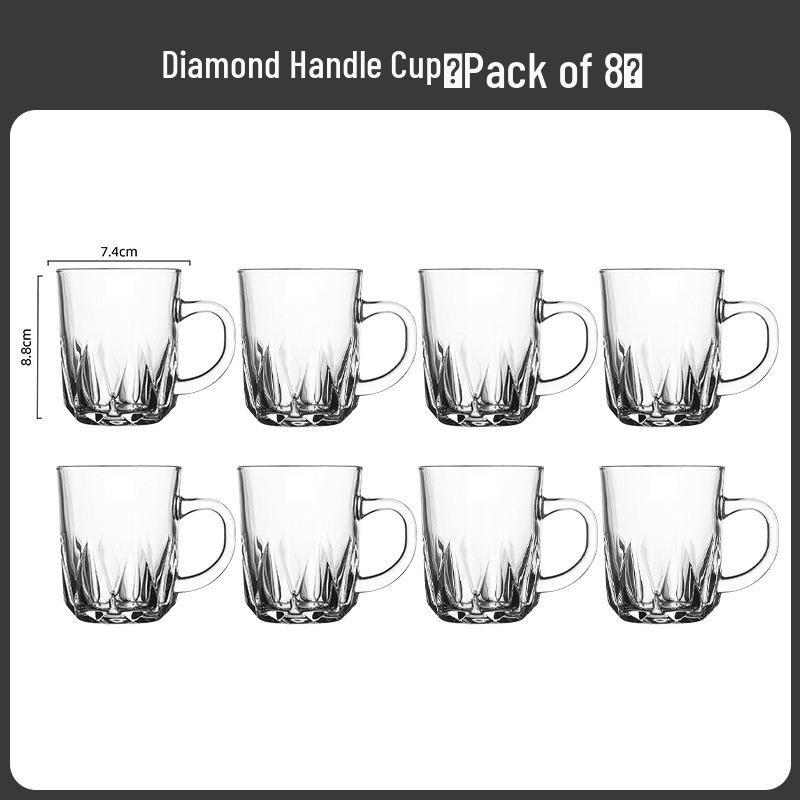 High-Temperature Resistant Glassware Set: Water, Drinking, Tea Cups with Handles and Beer Glasses for Home and Entertaining