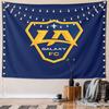A blue shield with yellow "LA", a star, and "Galaxy FC" text. Patterned tapestry for bedroom and living room home decor