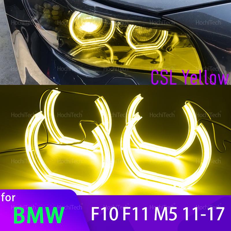 For BMW 5 Series F10 F11 M5 2010-2017 Super Bright CS CSL Style Lemon Yellow DRL Angel Eyes Light Daytime Running Light