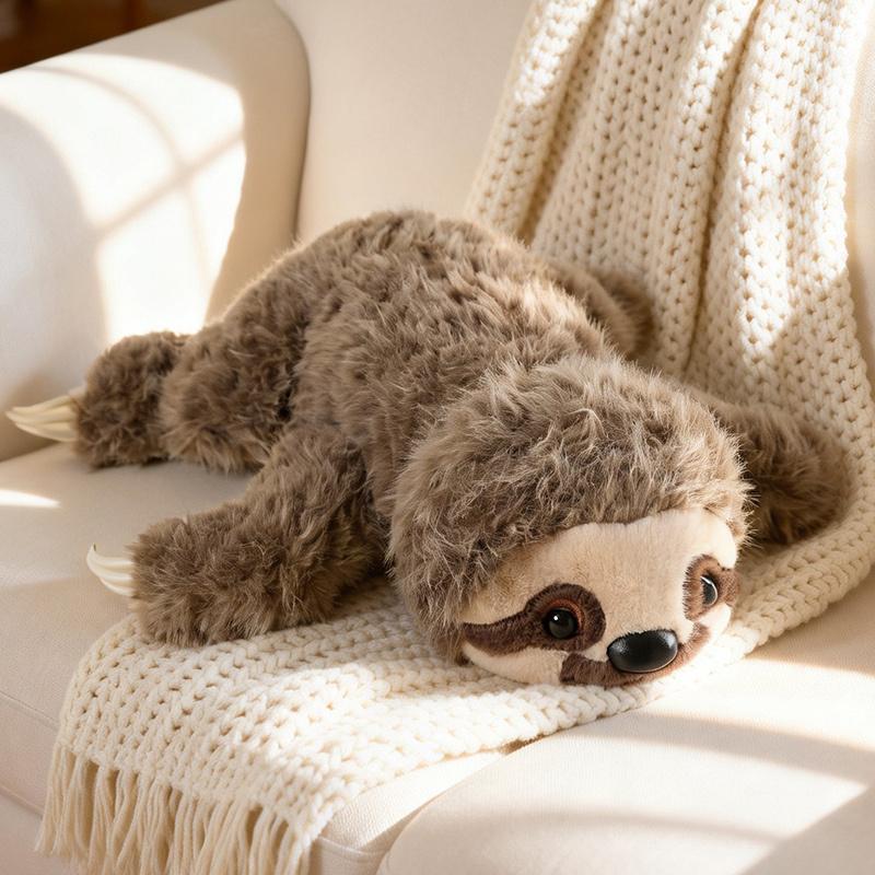 Kuscheliger Lächeln Faultier Plüschtiere Flauschig Lebensecht Bauchlage Wildes Faultier Puppe Warme Umarmung Tierpuppe Kawaii Heimdekoration
