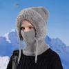 Winter Velvet Knitted Wool Hat Women's Ear Protection Hat Mask Scarf Integrated Thermal Pullover Hat