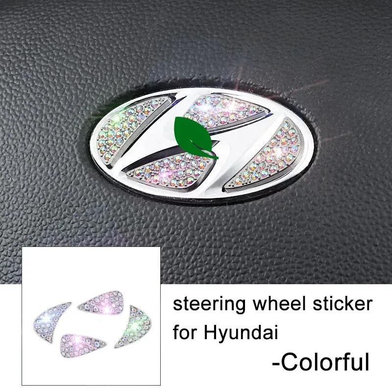 3D Bling Steering Wheel Emblem Sticker Decal Rhinestone Women Accessories Decoration for Hyundai All Models