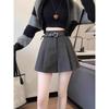 Woolen High-Waist Wide-Leg A-Line Shorts for Women, Petite Fit, Coffee Color, Perfect for Autumn and Winter