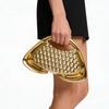Fashion Special-Shaped Acrylic Bag Hard Shell Metal Feeling Dinner Bag Women'S Grid Trapezoidal Evening Bag Chain Banquet