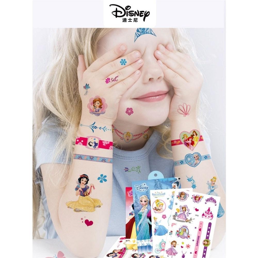 Johanne Shop Disney Characters Children's Stickers 14 Types Tattoo Mask Stickers Princess Frozen, Princess 2, 1 Piece