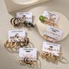 Bohemian Fashion Acrylic Leopard Round Circle Hoop Earrings Set For Women Gold Color Butterfly Pearls Drop Earrings Set Jewelry