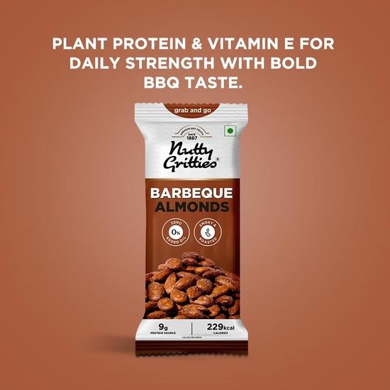 Nutty Gritties Grab And Go Barbeque Almonds | 240g (Each Pouch 40g, Pack of 6)