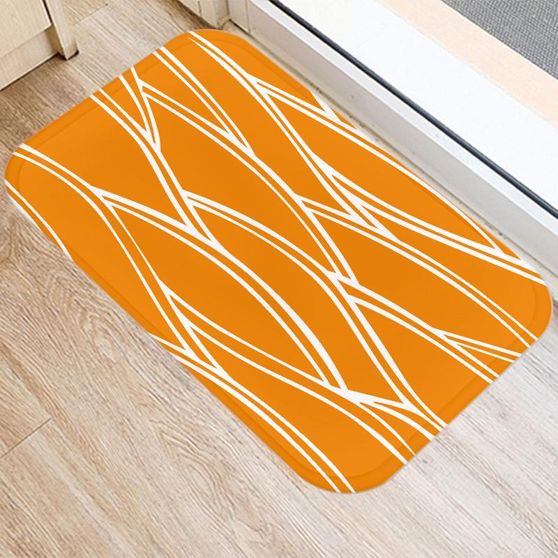 Fashion Orange Geometric Pattern Entrance Door Mat Bathroom Kitchen Anti-Slip Floor Indoor Room Home Decor Non-Slip Rug
