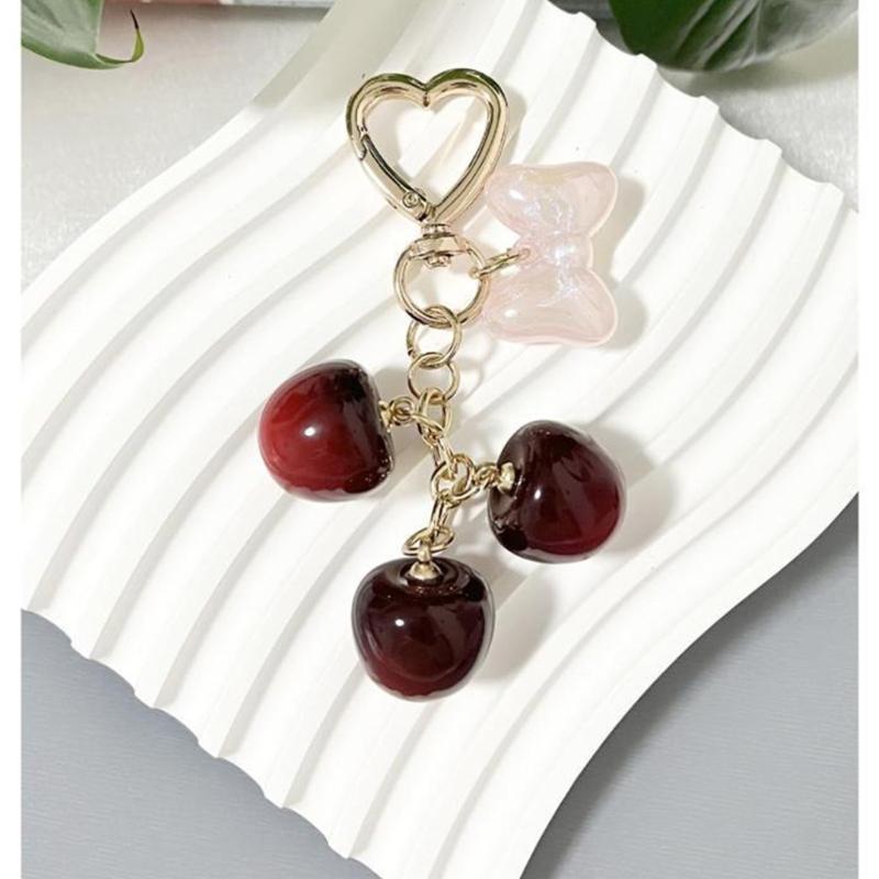 Unique Cherry Keychain Bag Charm Cherry Keychain Purse Charm Key Adornment For Adding Flair To Women's Handbags