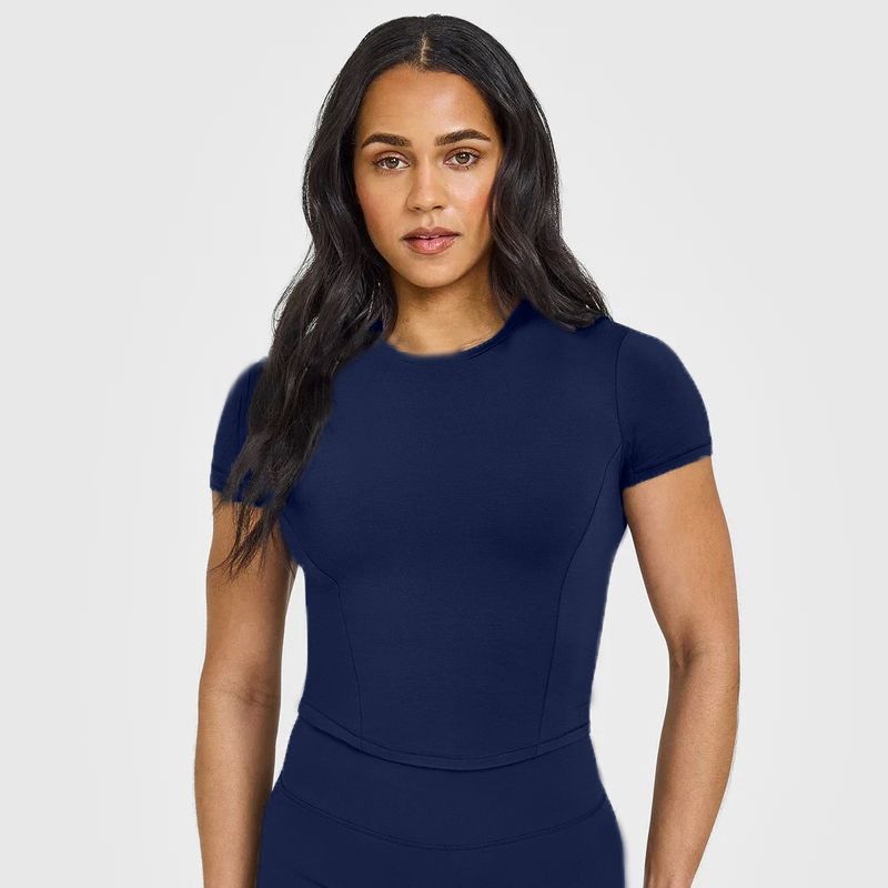 Irongirl Yoga Short Sleeve Women's Silm Slim Looking Short Sports Tops Sexy round Neck Workout Clothes T-shirt Blouse