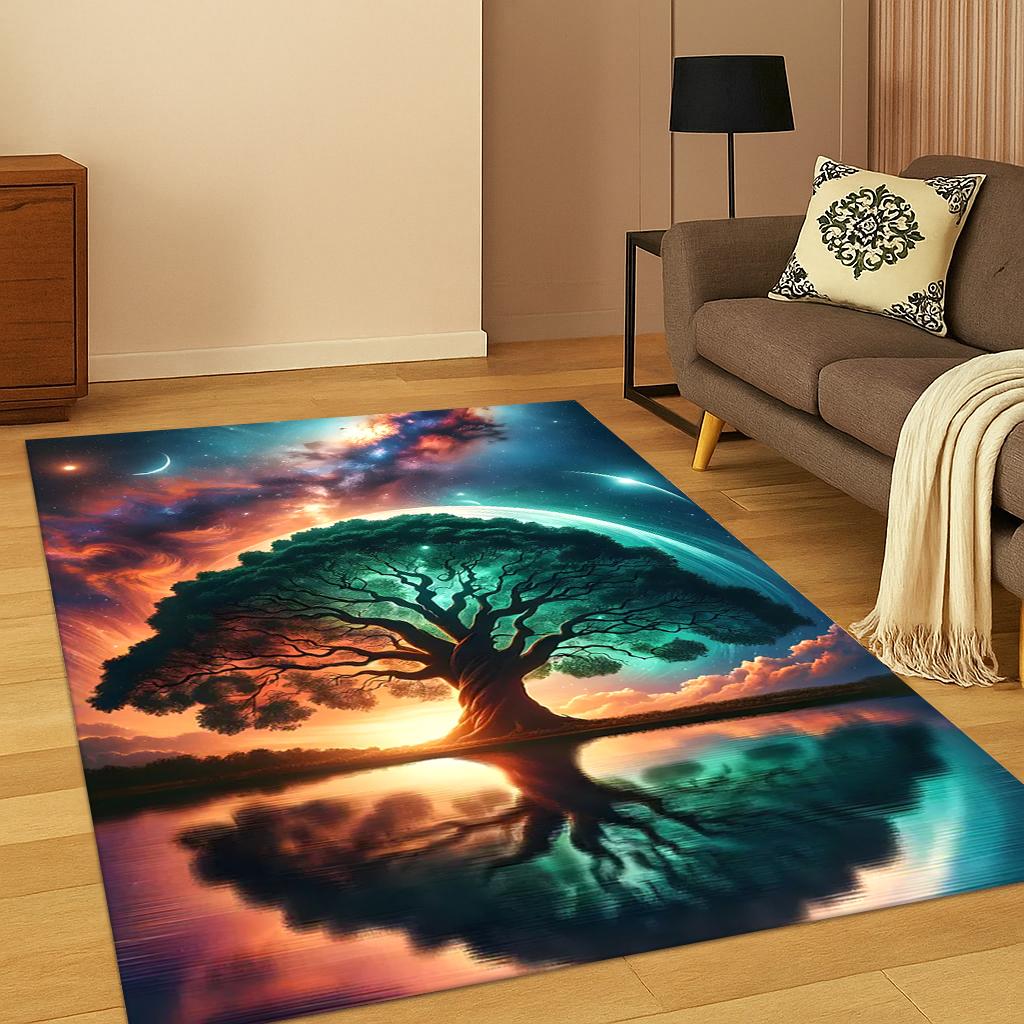 Nature Viking Yggdrasil Norse Tree Of Life Carpet Rug For Bedroom Living Room Sofa Doormat Kitchen Decor,Kid Play Non-Slip Mat