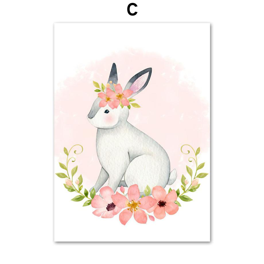 Forest Animals Owl Fox Rabbit Deer Nursery Nordic Posters And Prints Wall Art Canvas Painting Girl Pictures Baby Kids Room Decor