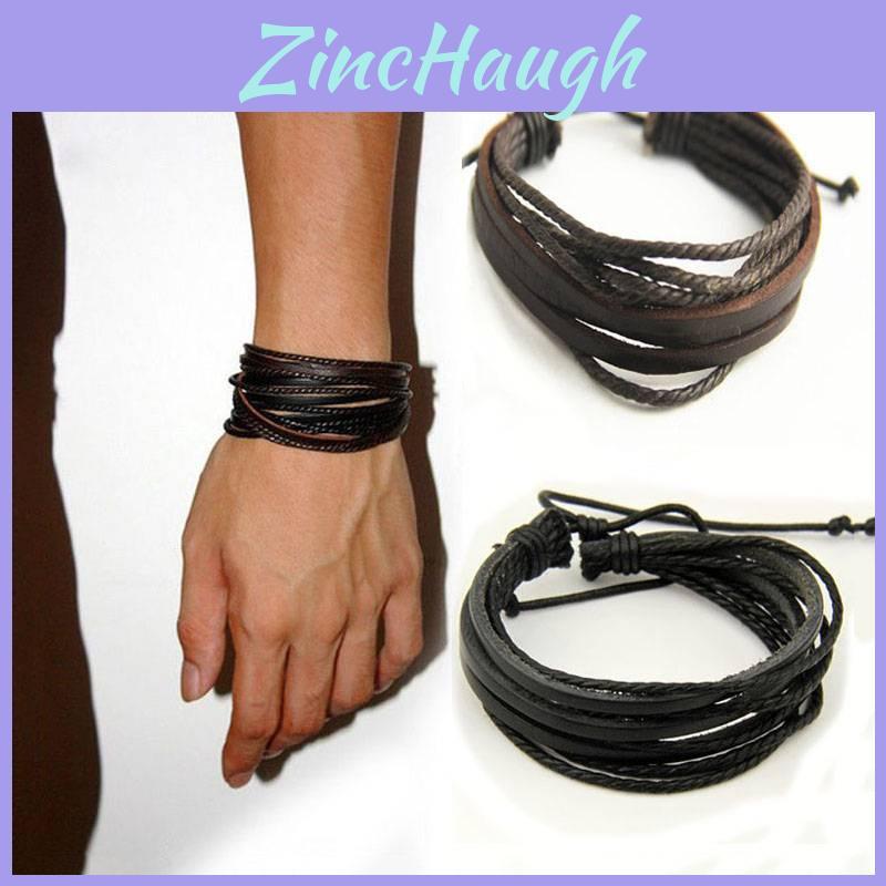 Trendiges handgewebtes mehrlagiges Lederarmband für Paare Elegant Langlebig Geschenkidee