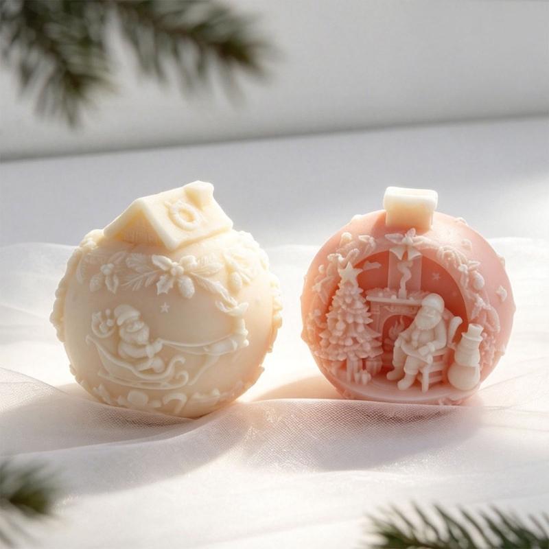Christmas Snow Candle Making Silicone Mould Food Grade Flexible High Temperatures Resistant Easy Releases for Kids and Adults