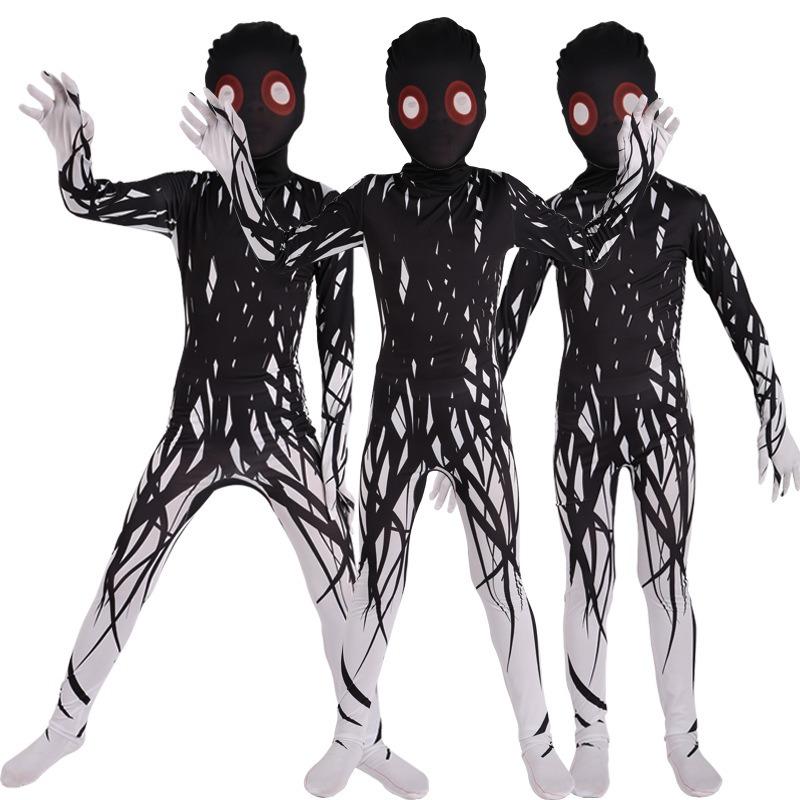 Halloween New Children's Twig Mutant Horror Clown Adult White Bloody Suit Digital Print