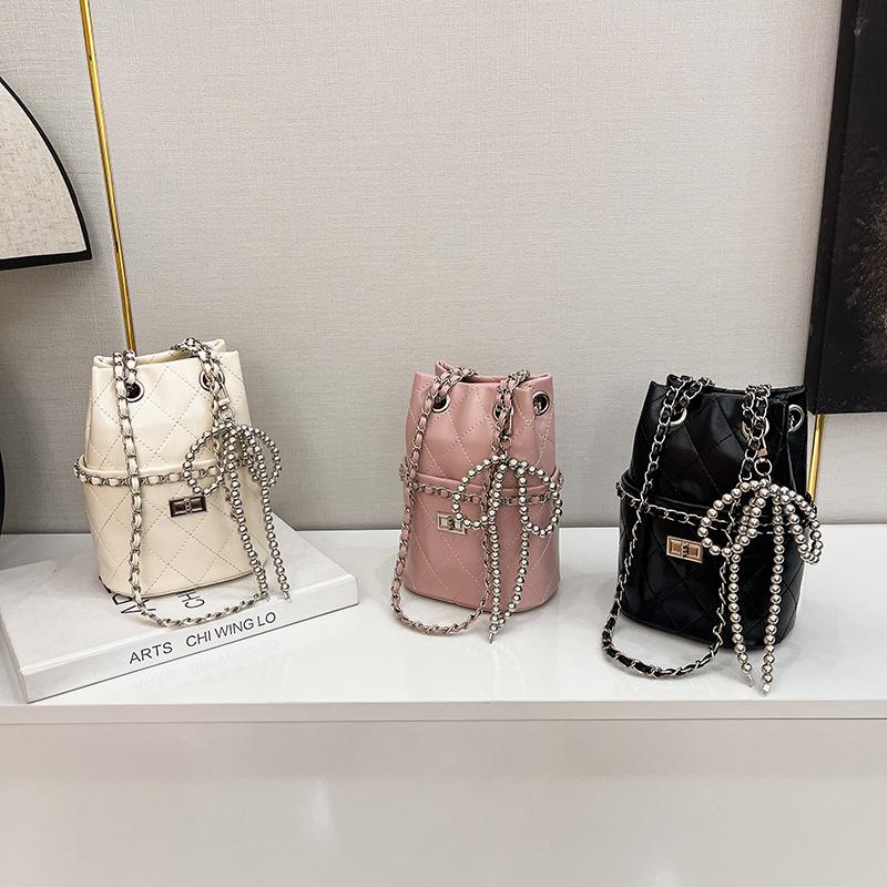 New Niche Design Embroidery Thread Chain Bucket Bag Trendy Shoulder Crossbody Women's Bag