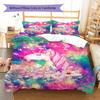 Galaxy Uni-horse Pattern Bedding Quilt Set Quilt Cover Pillowcase Home Decoration Gift (1 * Duvet Cover + 2 * Pillowcase, Without Core)