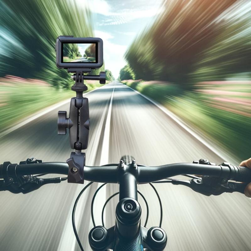 Camera Clamp With 360 Adjustable Arm And Double Ball Head Mount For Motorcycle Biking Action Camera Accessories