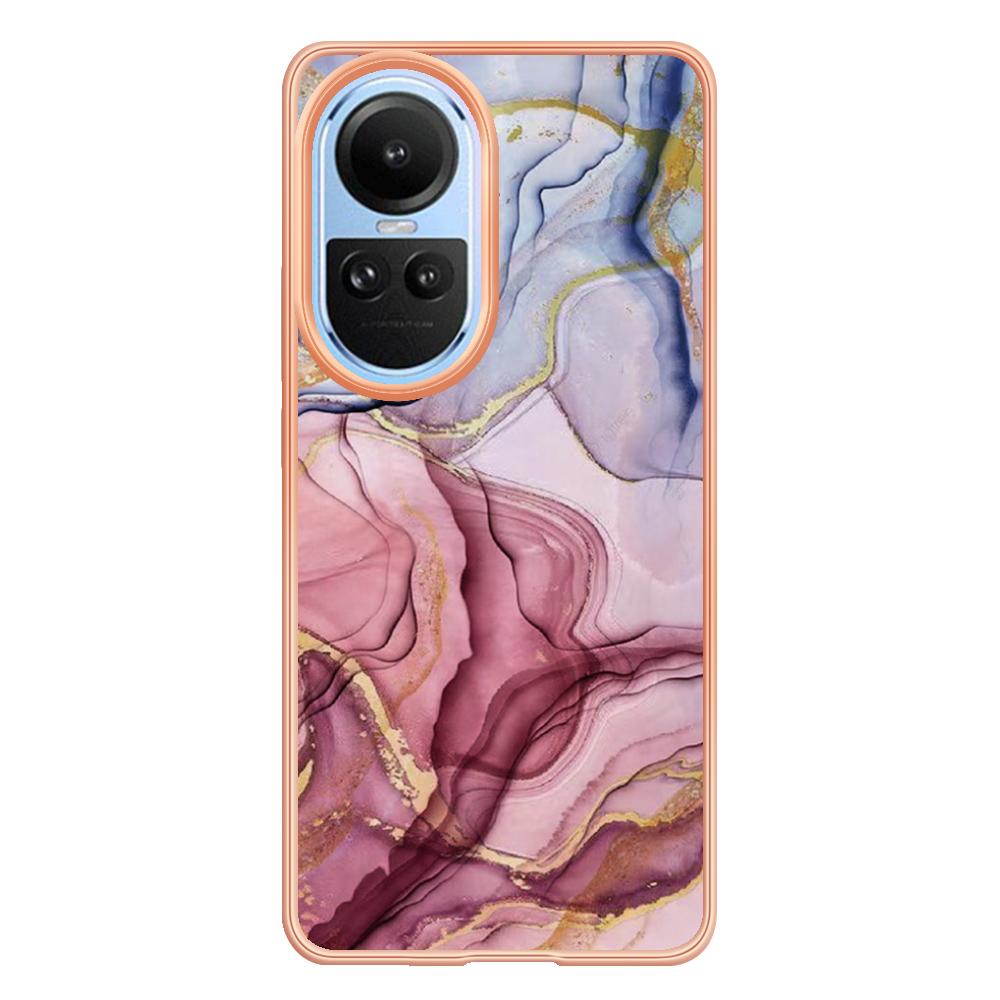YB IMD Series-16 Style E TPU Case for Oppo Reno10 5G (Global) Electroplating 2.0mm Marble Pattern IMD Phone Cover