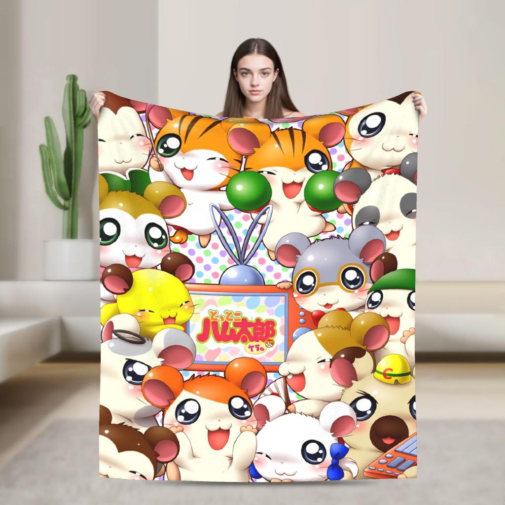 Adventure Story Hamtaro Blanket Super Warm Novelty Plush Bedding Throws For Bedroom Airplane Travel Flannel Bedspread Bed Cover