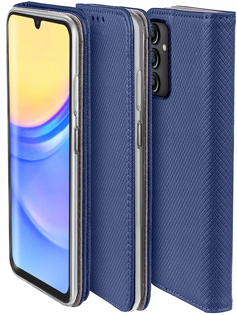 Case for Samsung Galaxy M15 5G SMART MAGNET BOOK CASE NAVY BLUE + GLASS